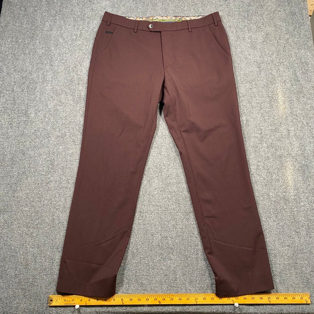 Bonn Mens Burgundy Flat Front Dress Pants Trousers Size 54 Made in Romania